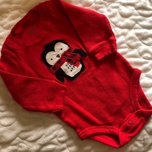 Carter’s red penguin onesie Size 6 months